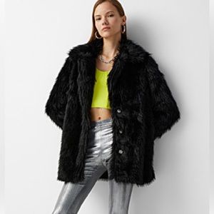 NWT Glamorous Black faux-fur coat